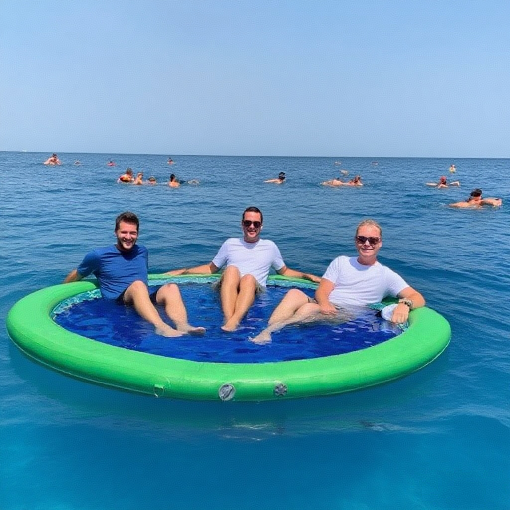 Inflatable floating bed