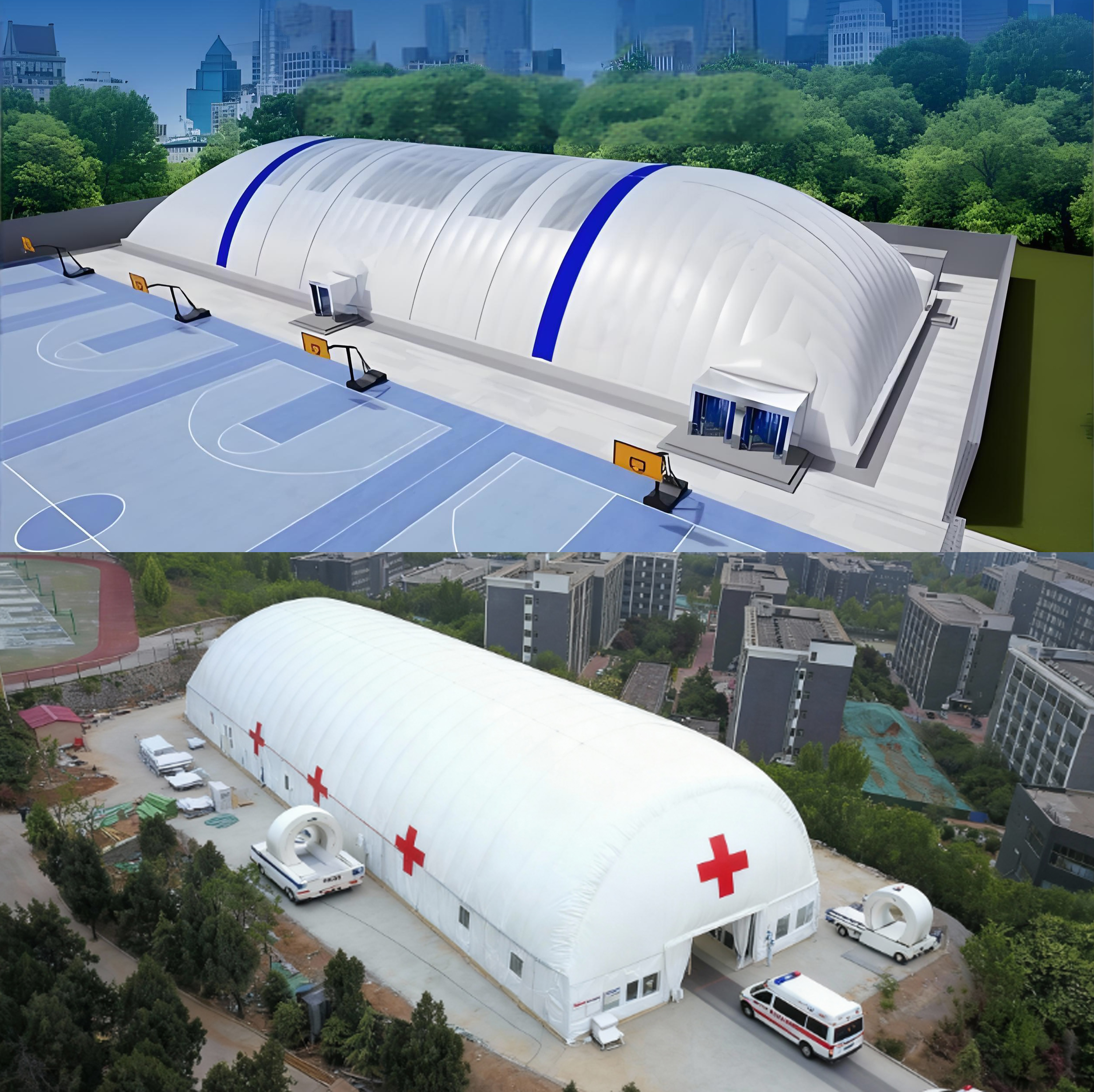 Large inflatable tents